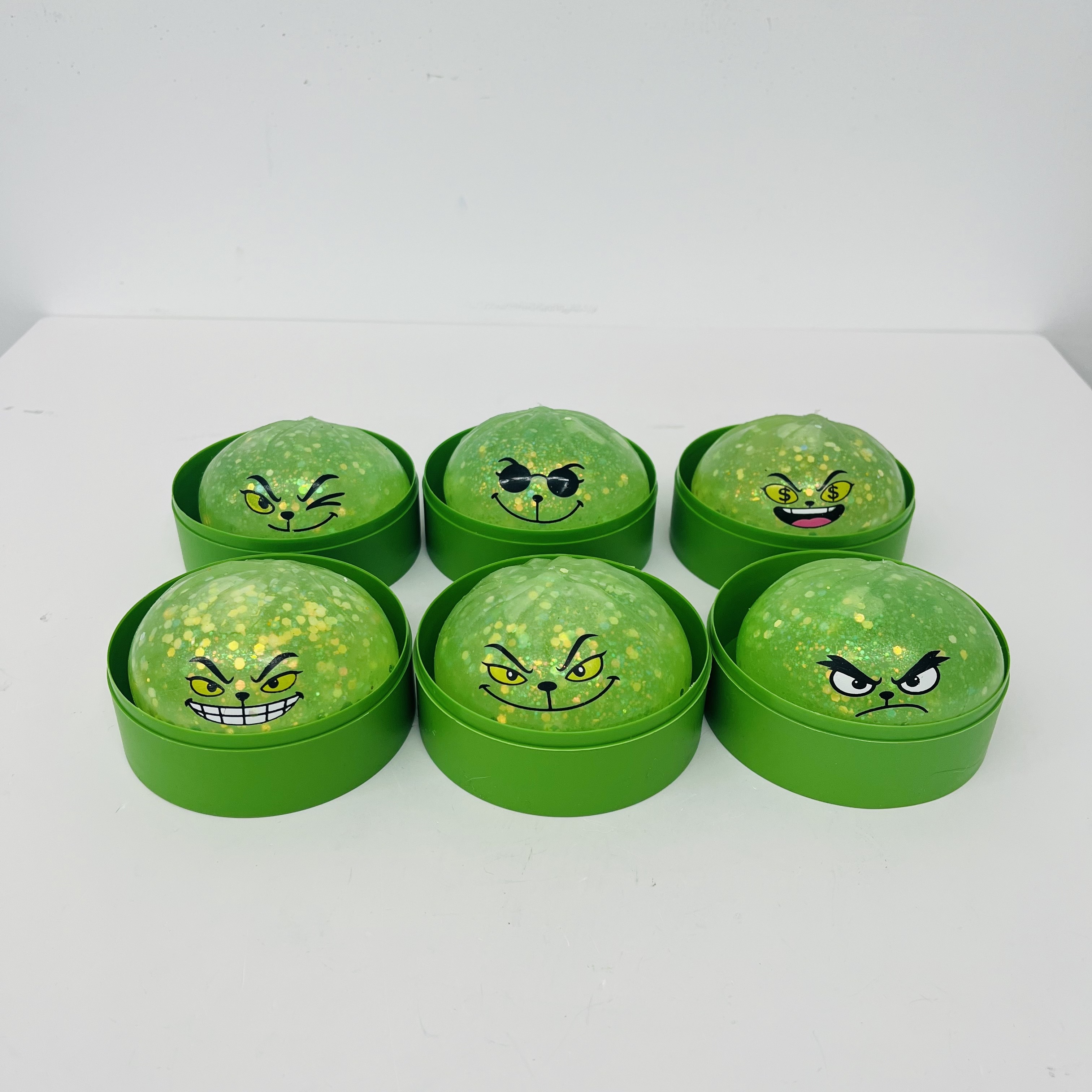72 Pack kocdam Christmas Glow In Dark Crazy Grinch Bun Squishy Stress Relief Fidget Toy for Kids