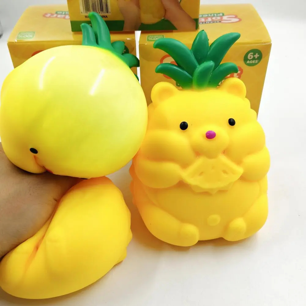 24 Pack kocdam USA Warehouse TPR Flour Filled Jumbo Pineapple Bear Squishy ASMR Fruit Stress Relief Fidget Toys for Kids