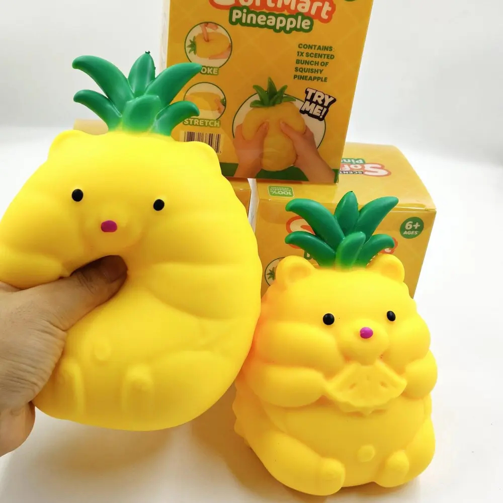 24 Pack kocdam USA Warehouse TPR Flour Filled Jumbo Pineapple Bear Squishy ASMR Fruit Stress Relief Fidget Toys for Kids
