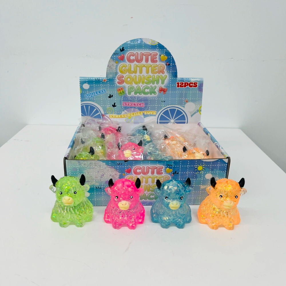 72 Pack KOCDAM USA Warehouse Maltose Slow‑Rising Farm Animal Squeeze Highland Cow Squishy Stress Relief Fidget Toys for Kids