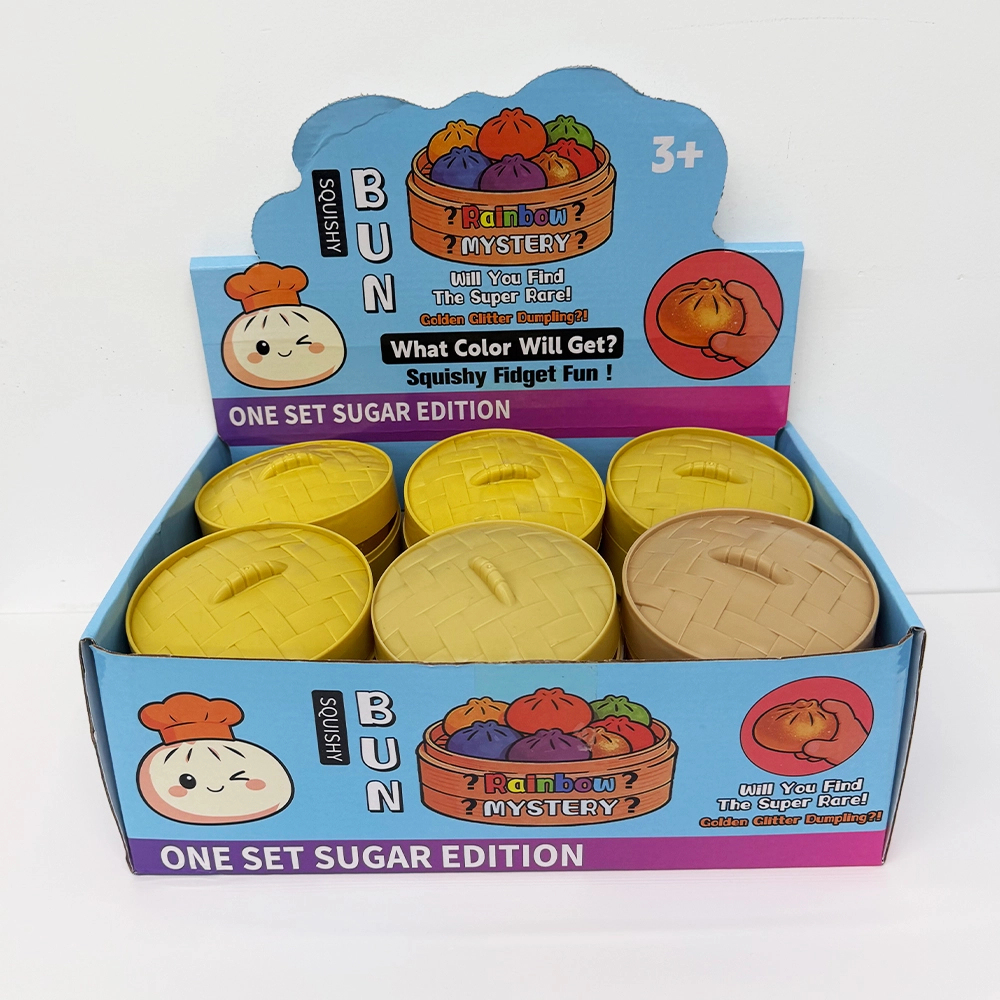 72 Pack kocdam USA Warehouse 8.5cm Realistic Steamed Bun Multi-color Glitter Dumpling Stress Relief Squishy Toys with Steamer