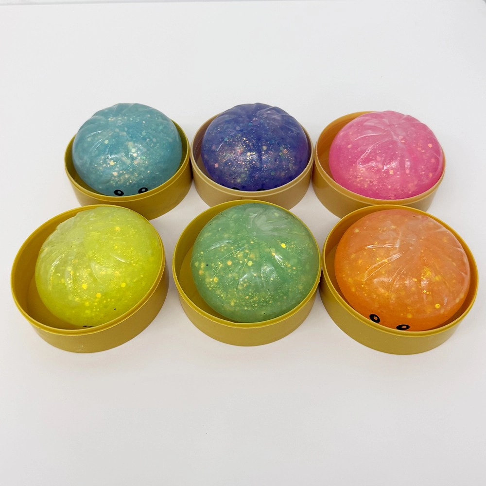 72 Pack kocdam USA Warehouse 8.5cm Realistic Steamed Bun Multi-color Glitter Dumpling Stress Relief Squishy Toys with Steamer