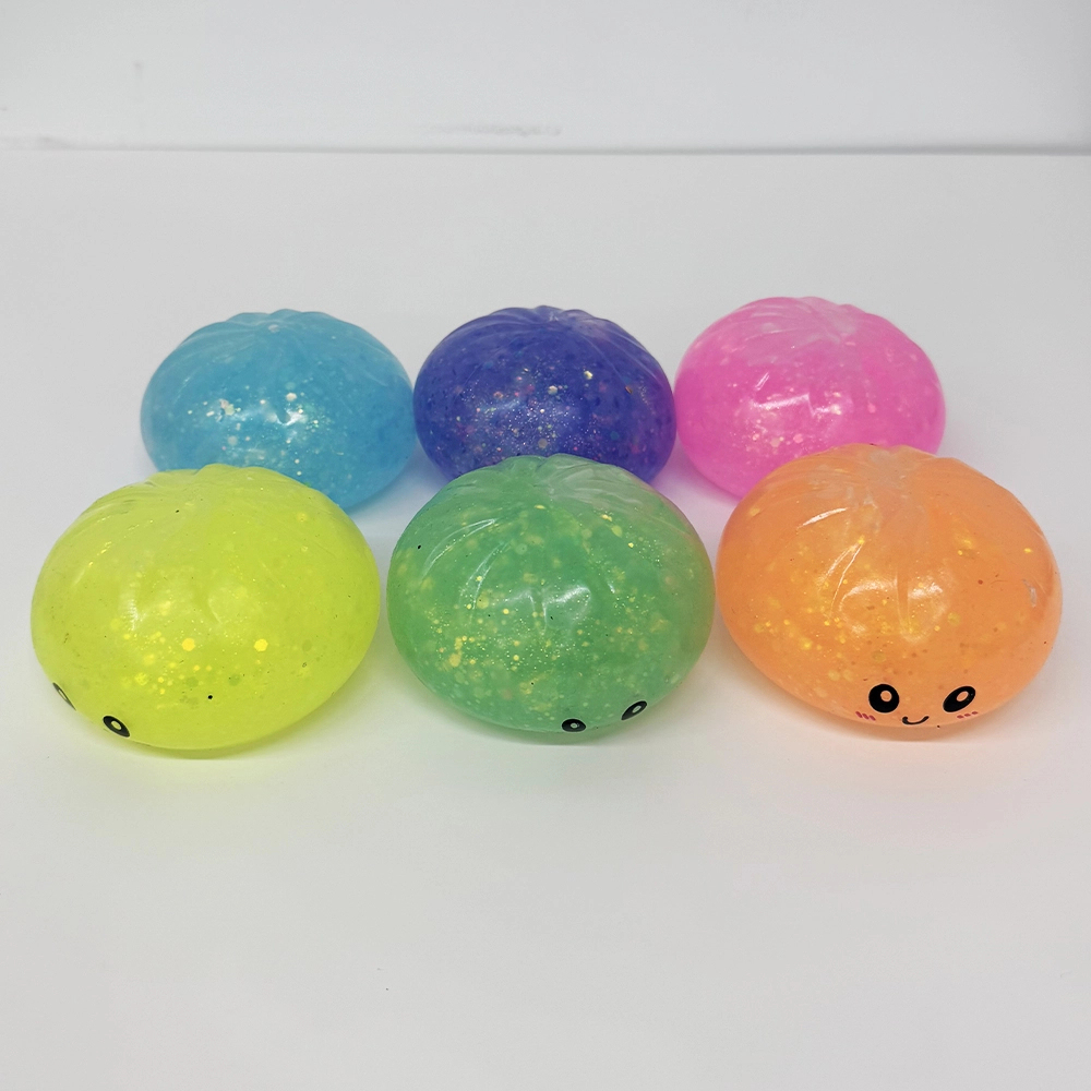 72 Pack kocdam USA Warehouse 8.5cm Realistic Steamed Bun Multi-color Glitter Dumpling Stress Relief Squishy Toys with Steamer