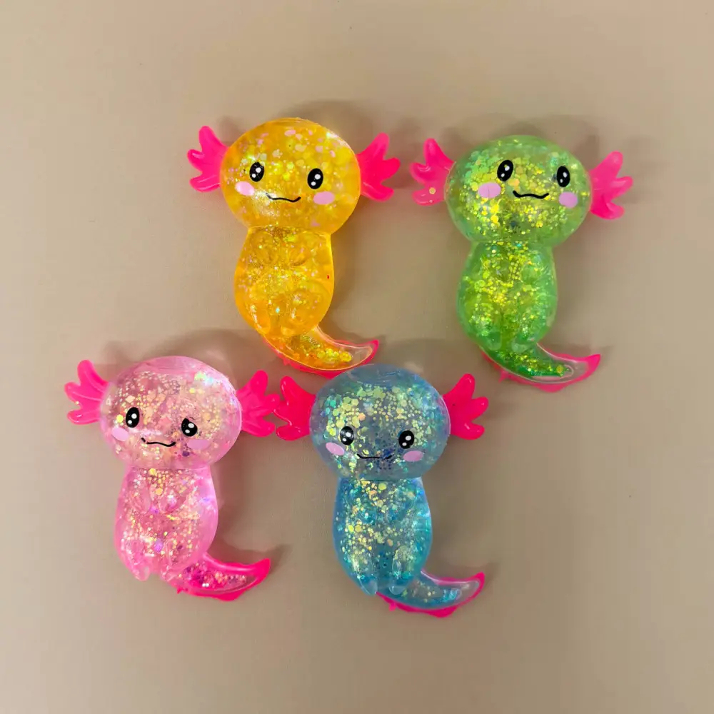 96 Pack kocdam USA Warehouse Glitter Squishy Axolotl Fidget Stress Relief Toy