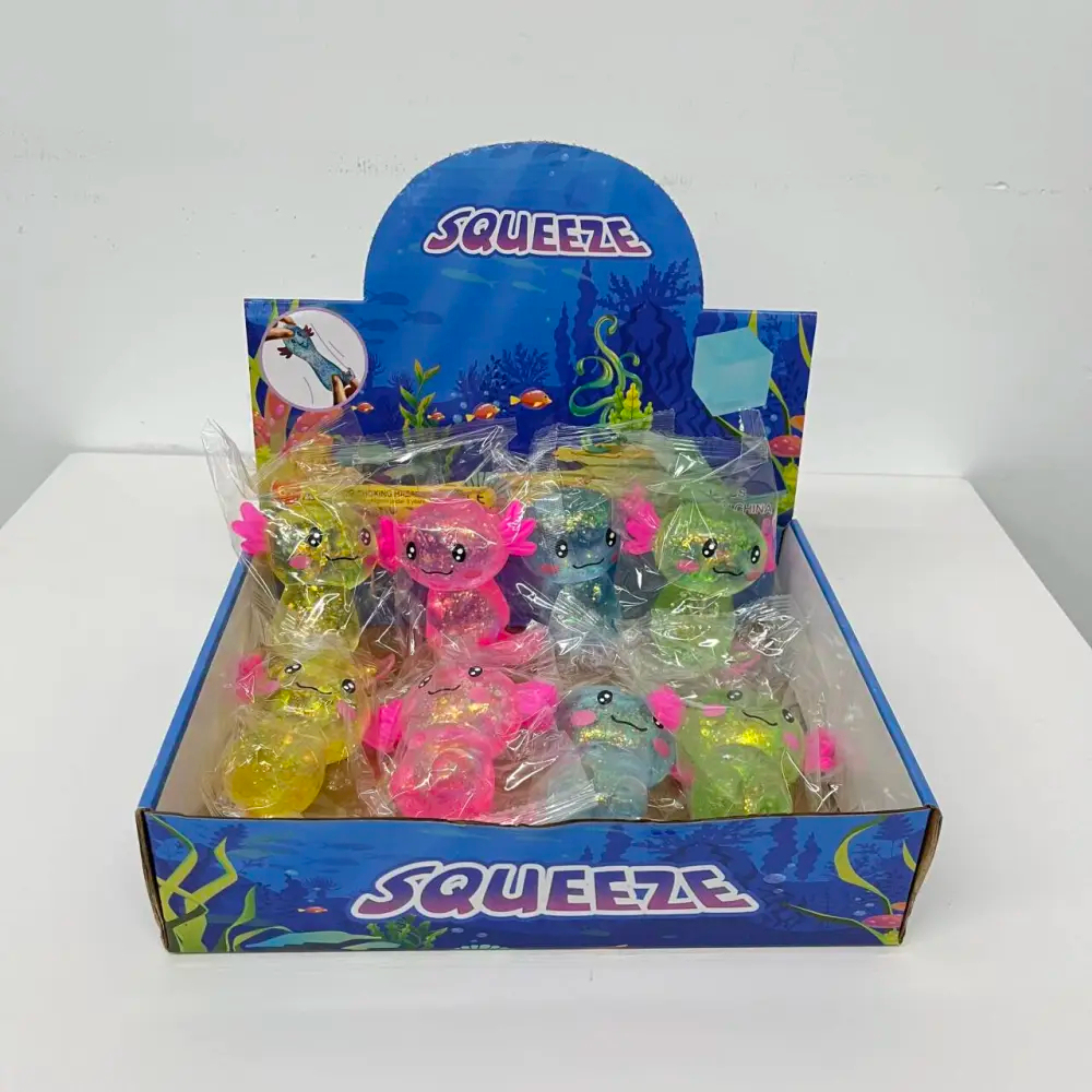 96 Pack kocdam USA Warehouse Glitter Squishy Axolotl Fidget Stress Relief Toy