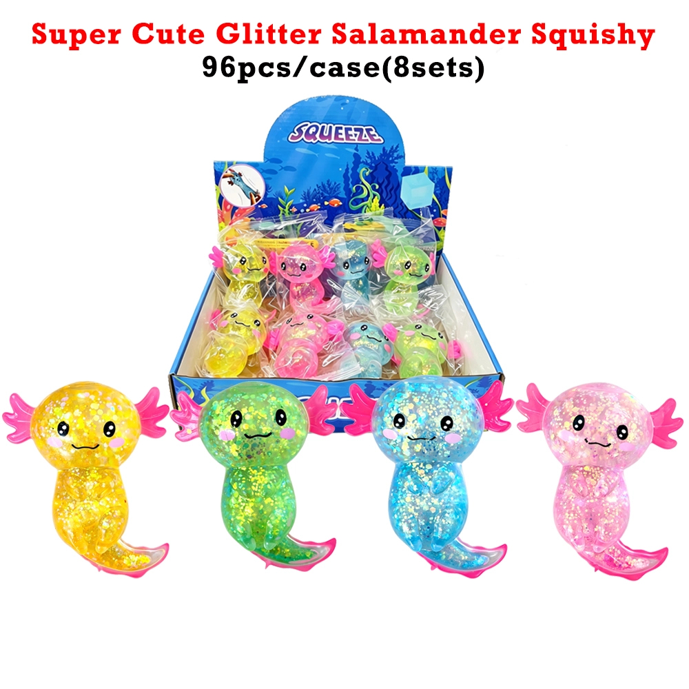 96 Pack kocdam USA Warehouse Glitter Squishy Axolotl Fidget Stress Relief Toy