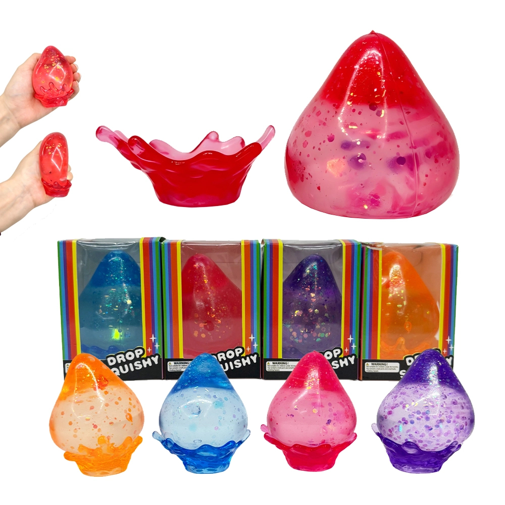 60 Pack kocdam USA Warehouse Maltose Filled Cute Water Drop Squishy Stress Relief Fidget Toy for Kids