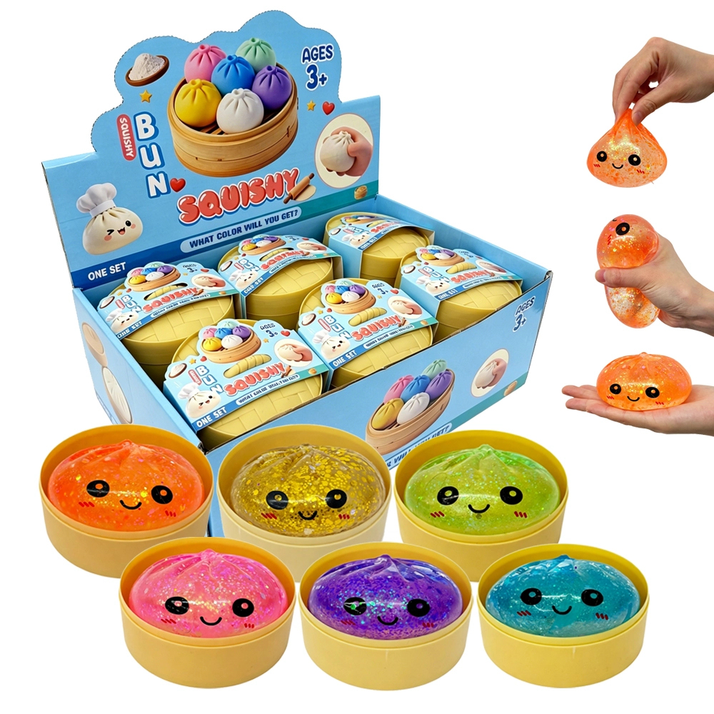 72 Pack kocdam USA Warehouse 8.5cm Maltose Glitter Slow Rising Multi-color Sugar Dumpling Stress Relief Squishy Toys with Steamer