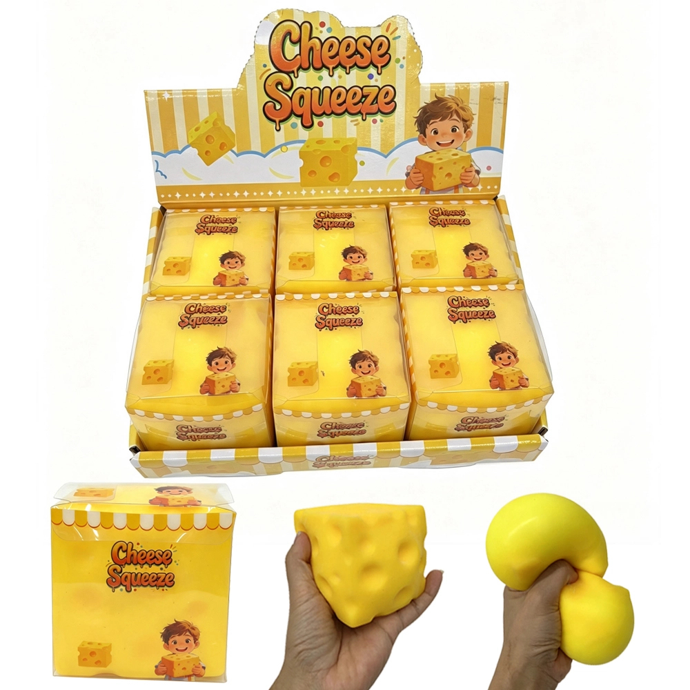 72 Pack KOCDAM USA Warehouse 7.5cm Flour Filled Cheese Squishy Stress Relief Fidget Toy for Kids