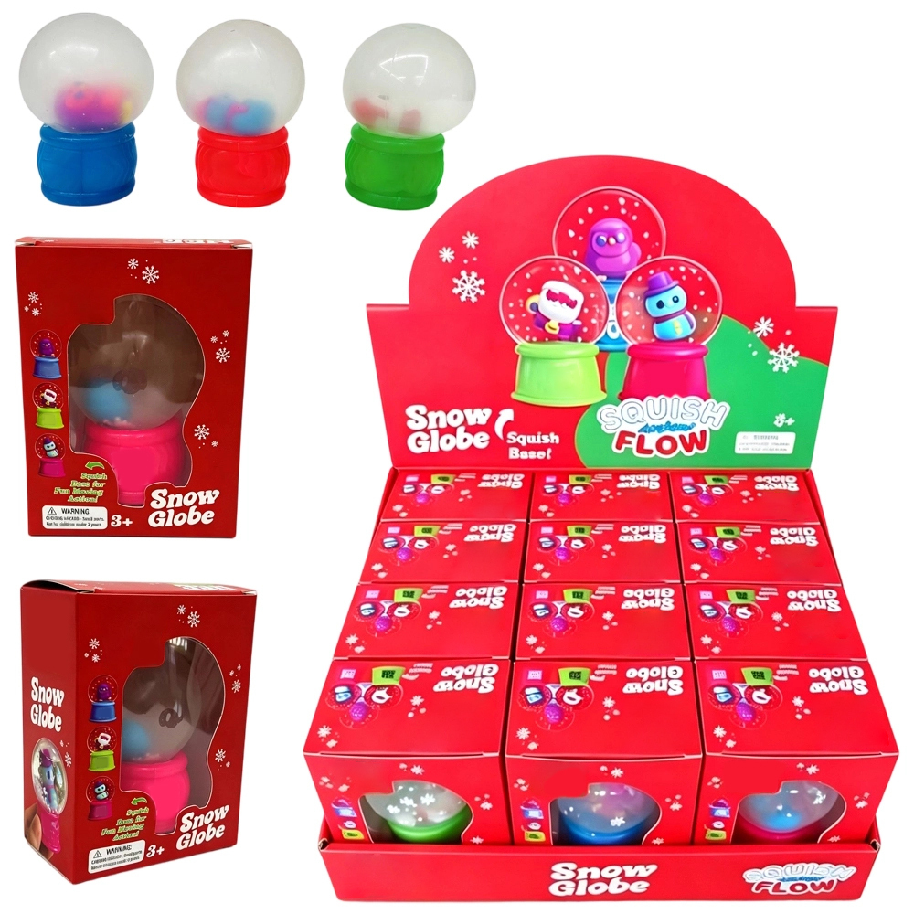 60 Pack kocdam USA Warehouse Style Christmas Snow Globe Flow Squishy Stress Relief Fidget Toys with Flashing Light for Kids
