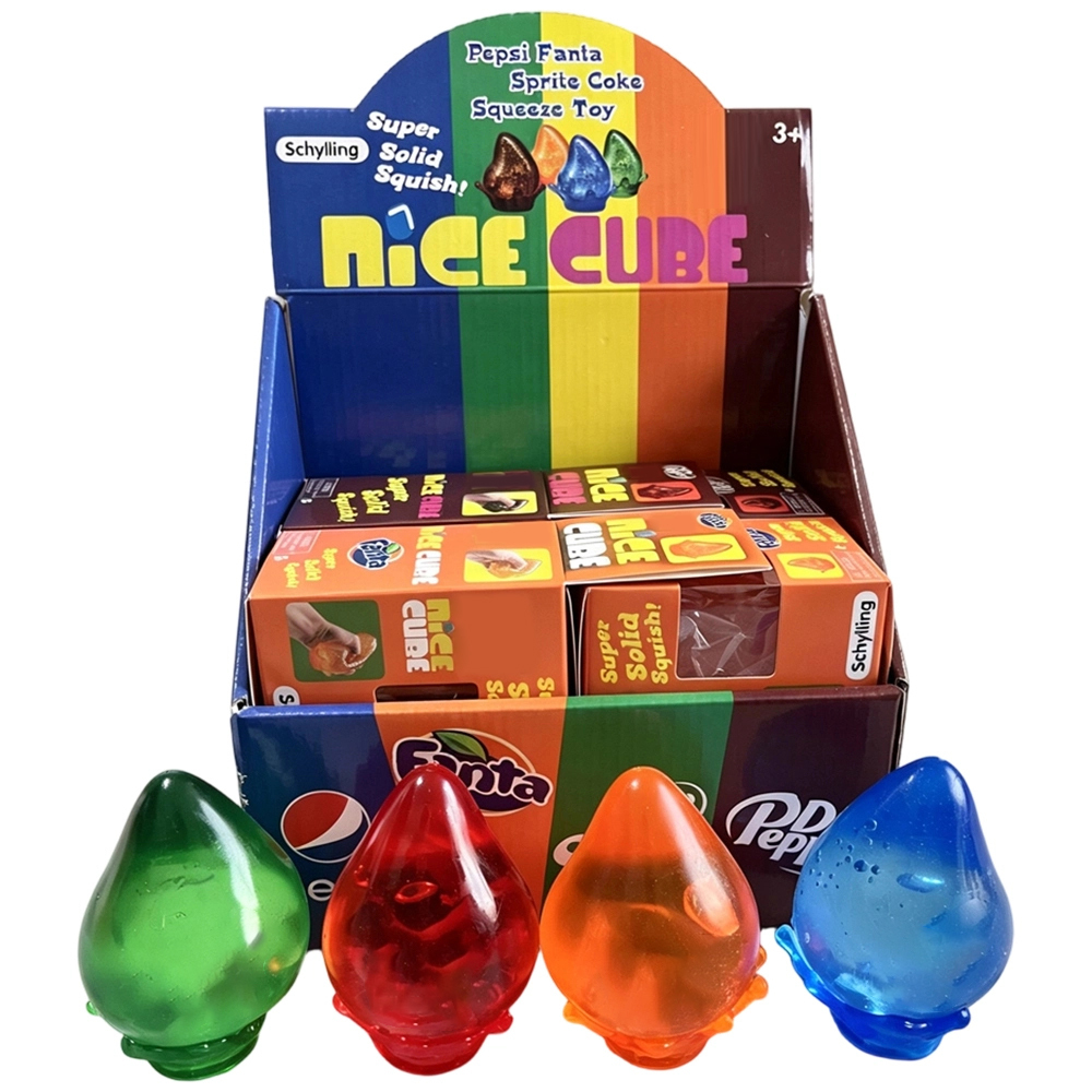 72 Pack KOCDAM USA Warehouse Slow Rising  Style Sprite Pepsi Fanta Dr Pepper Co-branding Water Drop Squishy Stress Relief Fidget Toy for Kids