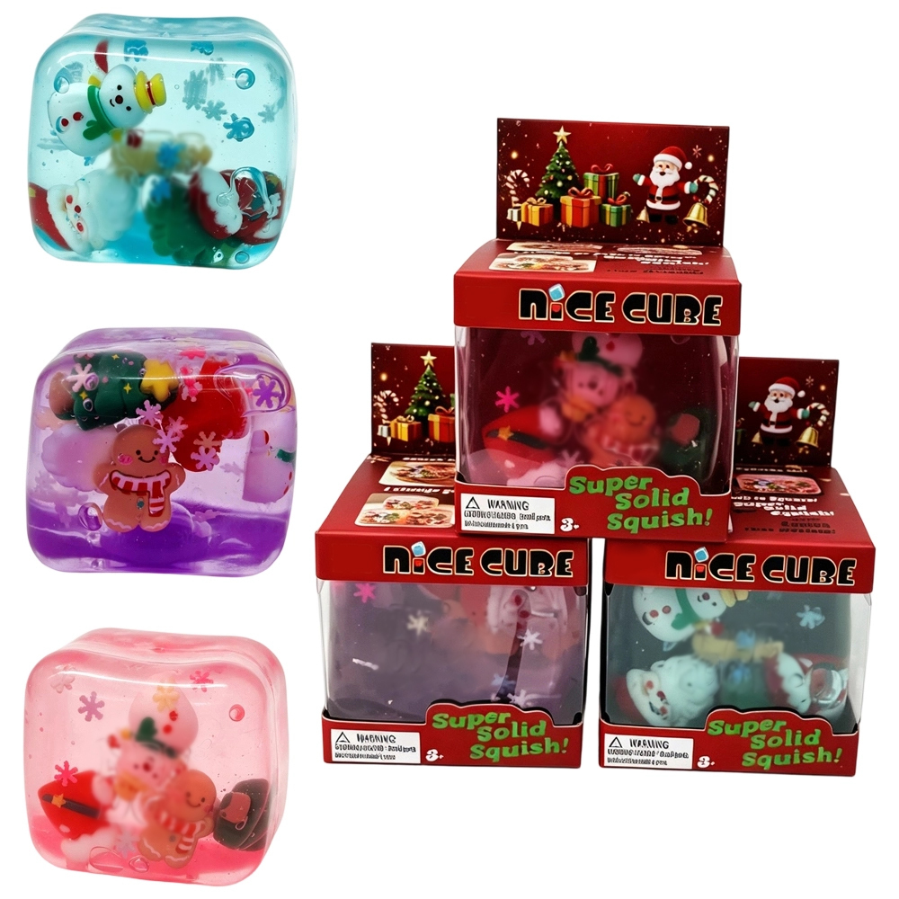 60 Pack kocdam USA Warehouse Style Nice Cube Sugar Squishy Stress Relief Fidget Toys with Christmas Decorations for Kids