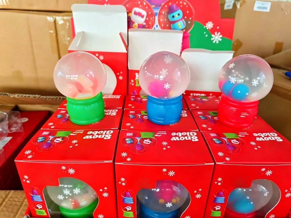 60 Pack kocdam USA Warehouse Style Christmas Snow Globe Flow Squishy Stress Relief Fidget Toys with Flashing Light for Kids