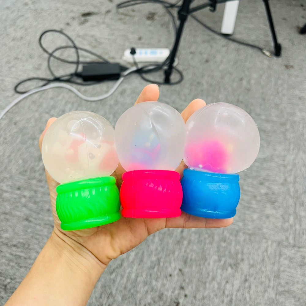 60 Pack kocdam USA Warehouse Style Christmas Snow Globe Flow Squishy Stress Relief Fidget Toys with Flashing Light for Kids