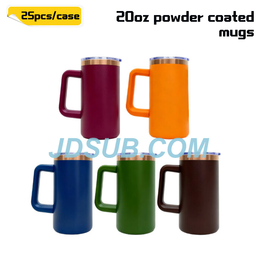 KOCDAM 25 Pack 20oz Colors Powder Coated Vacuum Stainless Steel Cups Coffee Mugs Copper Underneath With Plastic Straw