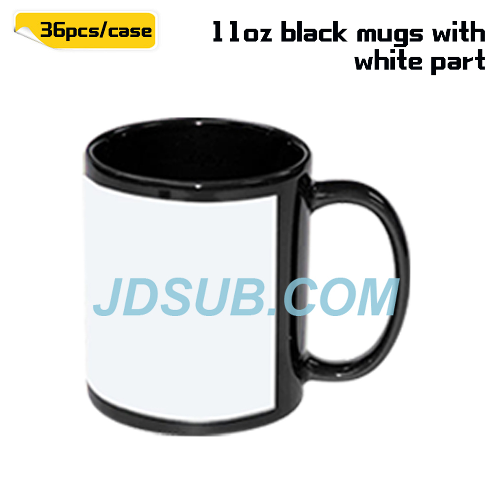 KOCDAM 36pack 11oz Ceramic Sublimation Black Mugs With White Part With Handle And Individual Box