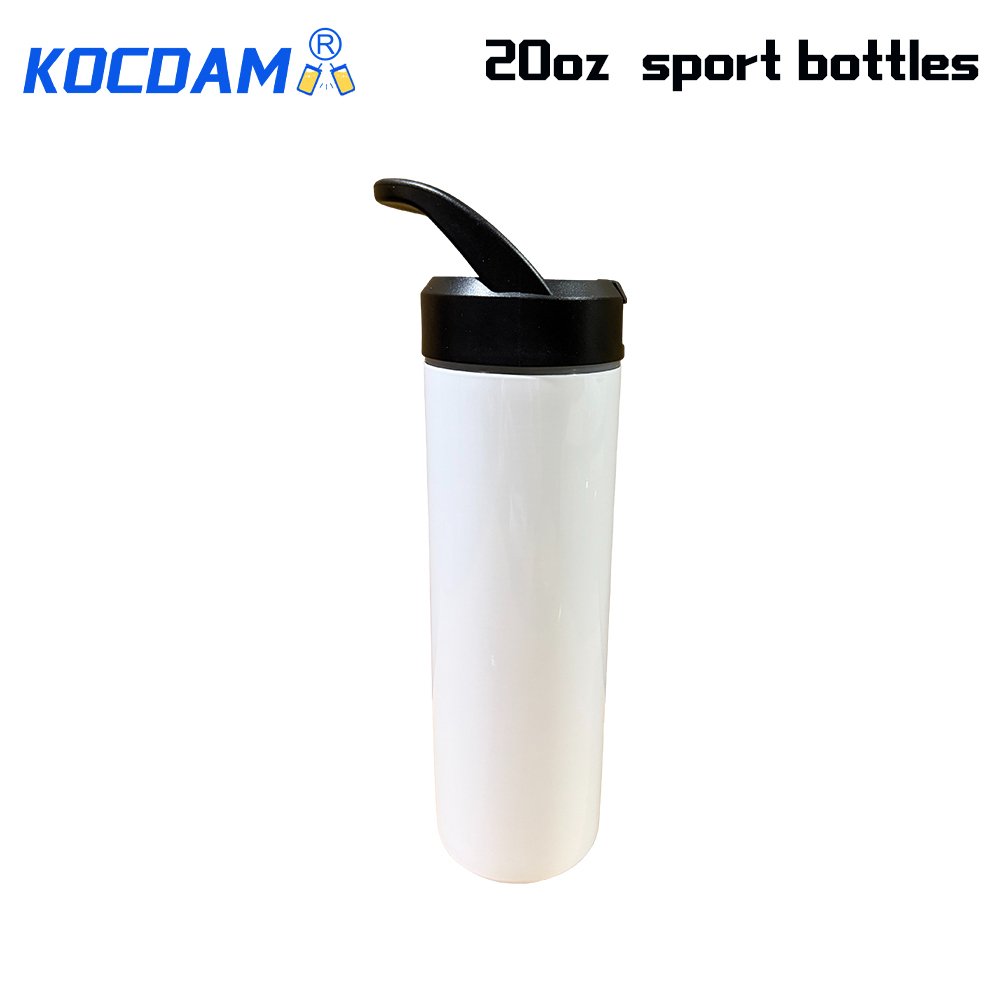 KOCDAM 25 Pack 20oz Sport Water Tumblers Water Bottles Sublimation Tumblers With Black King Lids