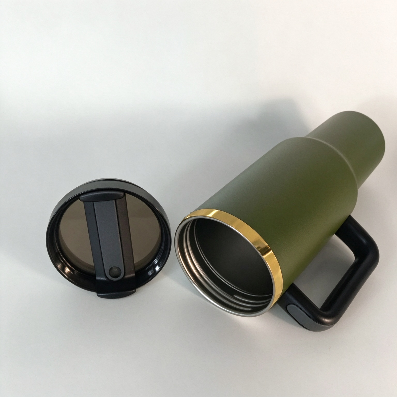 KOCDAM 20 Pack 40oz Army Engraved Mugs Powder-Coated Mugs Gold Underneath With Plastic Straws