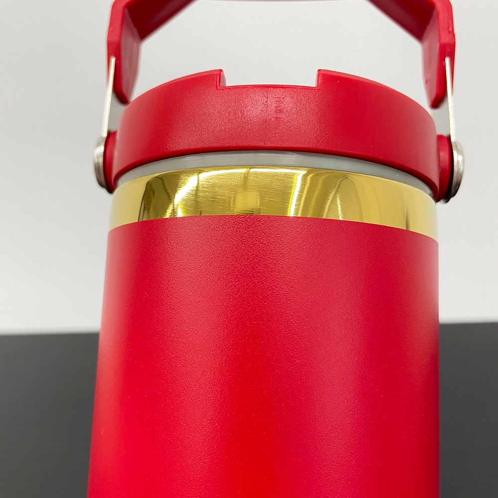 KOCDAM 20 Pack 30oz Colors Engraved Flip Bottles Powder-Coated Cups Gold Underneath Mugs With Plastic Straws