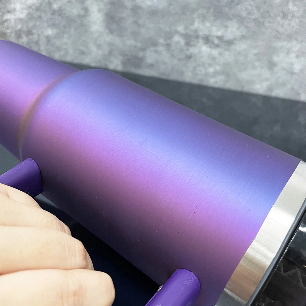 KOCDAM 20 Pack 40oz Purple Engraved Mugs Powder-Coated Mugs Gold Underneath With Plastic Straws