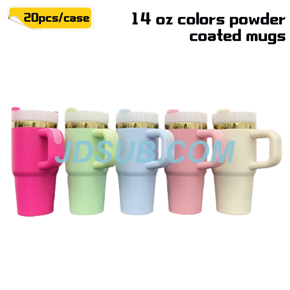KOCDAM 25 Pack 14oz Kid Sublimation White Stainless Steel Mugs With Hanldes US Warehouse