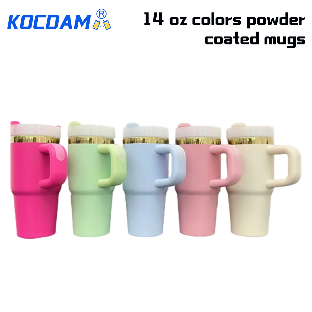 KOCDAM 25 Pack 14oz Kid Sublimation White Stainless Steel Mugs With Hanldes US Warehouse