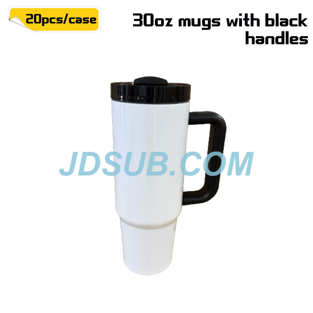 KOCDAM 20Pack 30oz Sublimation Mugs With Black Handles Stainless Steel Tumblers Sublimation Blanks USA Warehouse