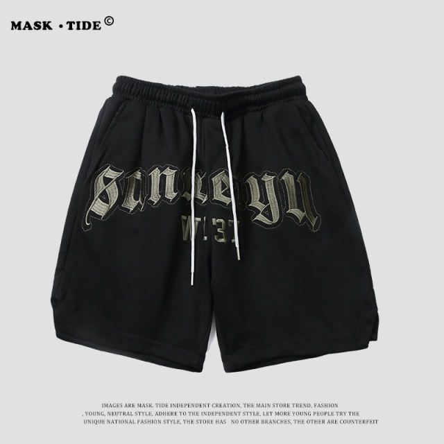 Letter Embroidered Shorts