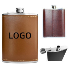 8 Oz Leather Stainless Steel Flask