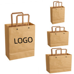 Kraft Paper Gift Bags W/ Flat Handles(16 9/16" W x 11 13/16" H x 4 3/4" G)