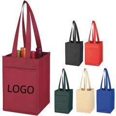 Non-Woven 4 Bottle Wine Tote Bag