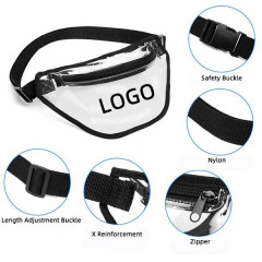 Clear Transparent PVC Fanny Bag W/ Big Zipper Pocket