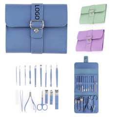 16 Piece Luxury PU Leather Manicure Nail Set