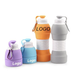 19 Oz Collapsible Sports Water Bottle W/ Carabiner
