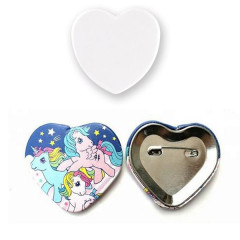 2 1/4" Heart Button Badge Full Color W/Safety Pin