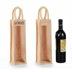 Clear front Jute Wine Bag
