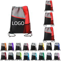 Mesh Pocket Tricolored Drawstring Sports Pack(13" w x 16 15/16" H)