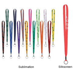 3/4" Polyester Lanyard W/ Metal Key Ring and Crimp(Silkscreen)