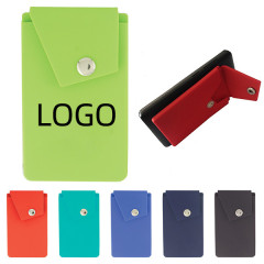 Silicone Phone Wallet Stand W/ Button Pocket