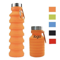 18 Oz Collapsible Sports Water Bottle W/ Carabiner