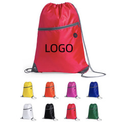 210D Drawstring Backpack W/ Zipper