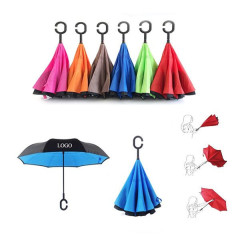 49" arc - Inverted Closing Umbrella With C Handle