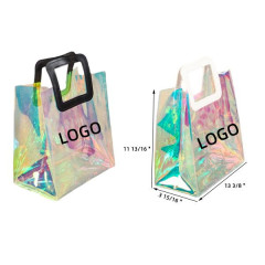 Iridescent Clear PVC Tote Bag with PU Handles