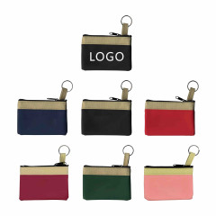PU Zip Pouch W/ Metal Key Ring
