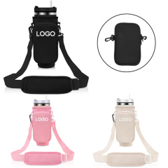 Water Bottle Carrier Bag W/ Adjustable Strap & Detachable Small Wallet