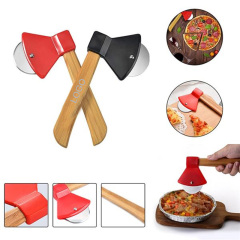 Axe-Type Pizza Cutters W/ Bamboo Handles
