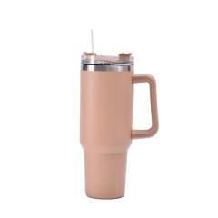 40 oz Vacuum Stainless Steel Tumbler W/ Handle & Straw