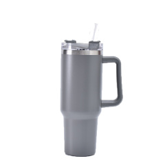 40 oz Vacuum Stainless Steel Tumbler W/ Handle & Straw