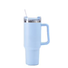 40 oz Vacuum Stainless Steel Tumbler W/ Handle & Straw