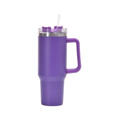 40 oz Vacuum Stainless Steel Tumbler W/ Handle & Straw